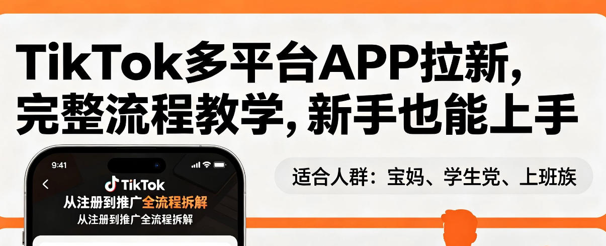 TikTok多平台APP拉新，完整流程教学，新手也能上手，轻松出海搞美金-墨痕微课