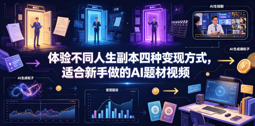 体验不同人生副本四种变现方式，适合新手做的AI题材视频-墨痕微课
