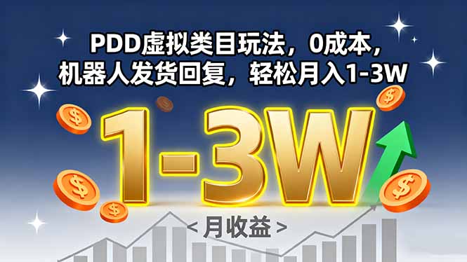 PDD虚拟类目玩法,0成本,机器人发货回复,轻松月入1-3W-墨痕微课