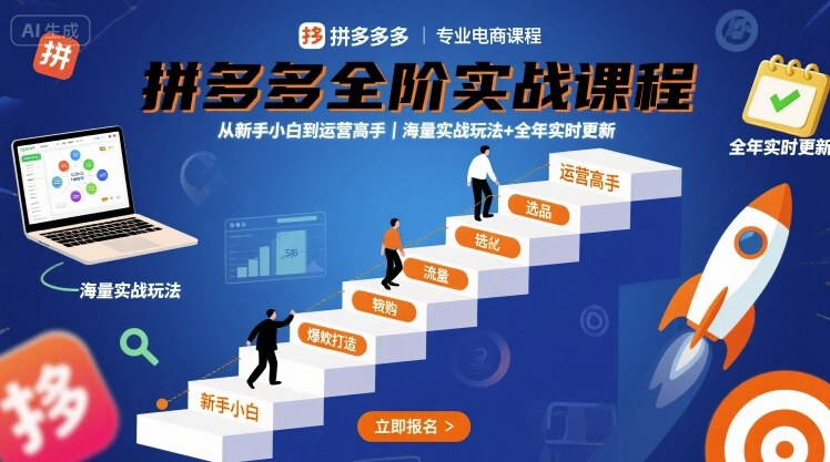 拼多多全阶实战课程，从新手小白到运营高手，海量实战玩法+全年实时更新【2025年10月更新】-墨痕微课