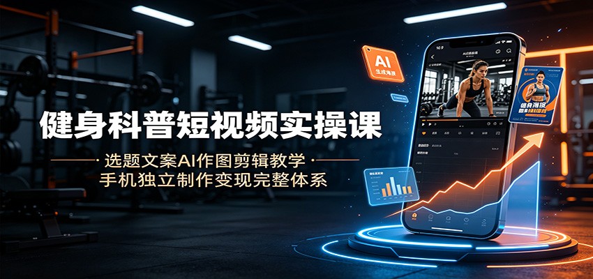 健身科普短视频实操课：选题文案AI作图剪辑教学，手机独立制作变现完整体系-墨痕微课