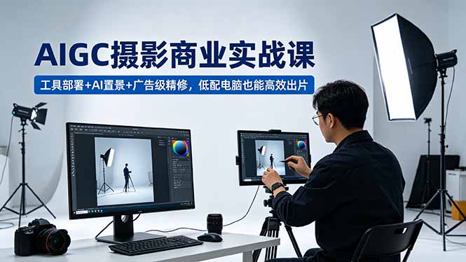AIGC 摄影商业实战课，工具部署+AI置景+广告级精修，低配电脑也能高效出片-墨痕微课