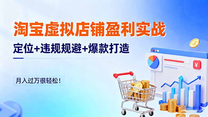 淘宝虚拟店铺盈利实战:定位+违规规避+爆款打造,月入过万很轻松!-墨痕微课
