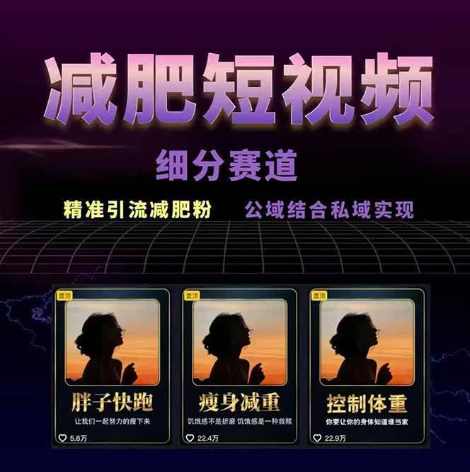 图片[2]-减肥短视频运营实战课：含素材制作、剪映教学，讲精准引流、变现设计与内容模板技巧-墨痕微课