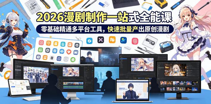 2026 AI漫剧制作一站式全能课,零基础精通多平台工具,快速批量产出原创漫剧