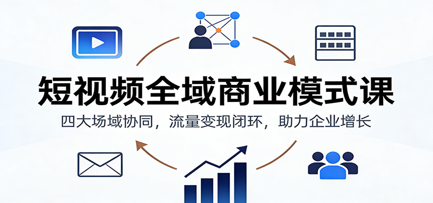 短视频全域商业模式课：四大场域协同，流量变现闭环，助力企业增长-墨痕微课