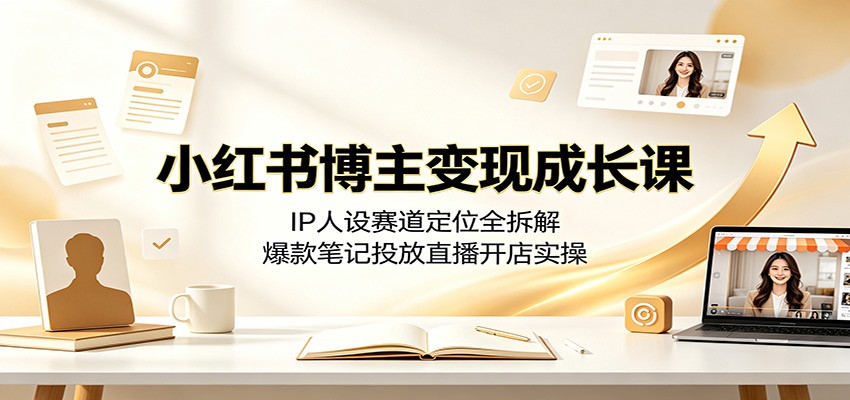 小红书博主变现成长课：IP人设赛道定位全拆解，爆款笔记投放直播开店实操-墨痕微课