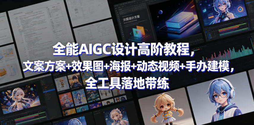 全能AIGC设计高阶教程,文案方案+效果图+海报+动态视频+手办建模,全工具落地带练-墨痕微课