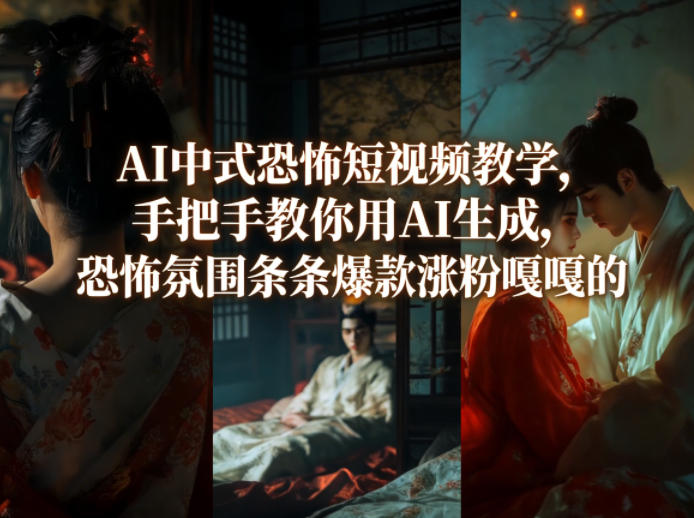 AI中式恐怖短视频教学,手把手教你用AI生成,恐怖氛围条条爆款涨粉嘎嘎的-墨痕微课