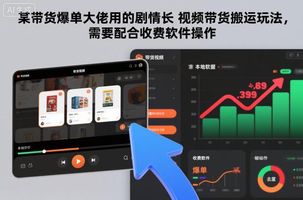 某带货爆单大佬用的剧情长视频带货搬运玩法，需要配合收费软件操作-墨痕微课