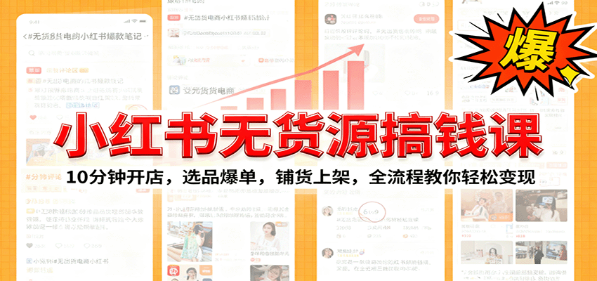 小红书无货源爆单课：10分钟开店，选品爆单，铺货上架，全流程教你轻松变现-墨痕微课