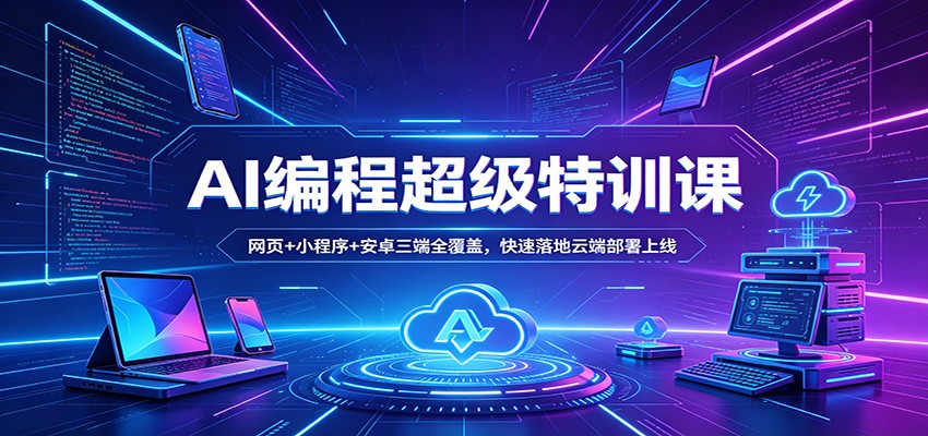 AI编程超级特训课：网页+小程序+安卓三端全覆盖，快速落地云端部署上线-墨痕微课