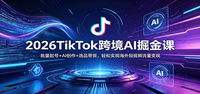 2026TikTok跨境AI掘金课:批量起号+AI创作+选品带货,轻松实现海外短视频流量变现-墨痕微课