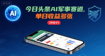 今日头条AI军事赛道,单日收益多张 ,手机可做【附指令】-墨痕微课