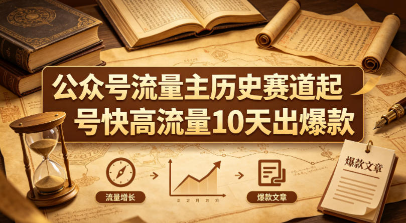 公众号流量主之历史赛道，起号快+高流量，10天就能出爆款！-墨痕微课
