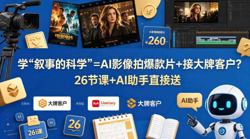 学《叙事的科学》=AI影像拍爆款片+接大牌客户？26节课+AI助手直接送【原创双语字幕】-墨痕微课