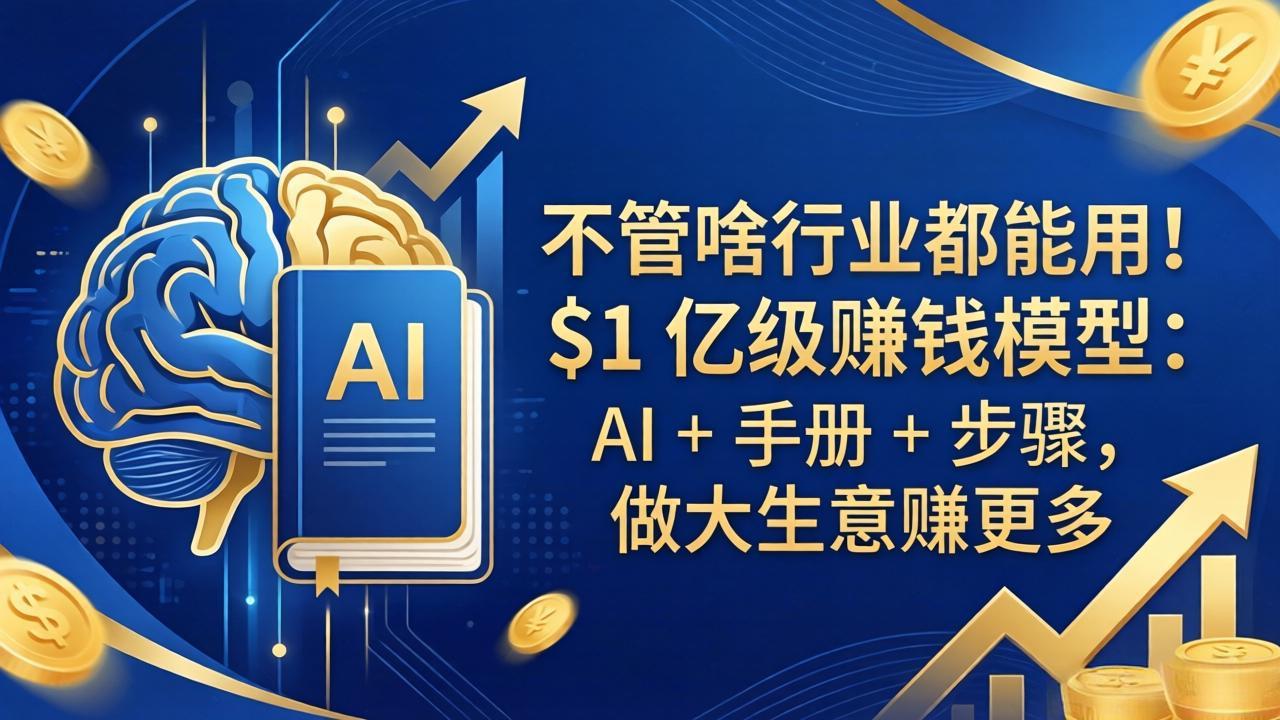 不管啥行业都能用！$1 亿级赚钱模型：AI + 手册 + 步骤，做大生意赚更多-墨痕微课