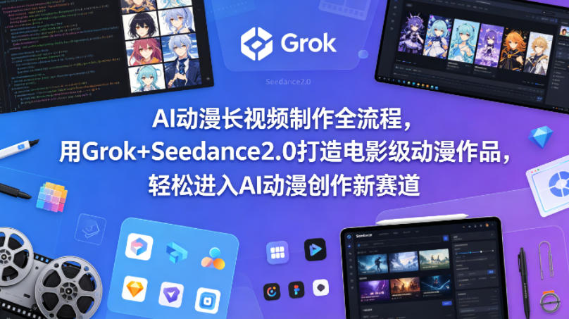 AI动漫长视频制作全流程，用Grok+Seedance2.0打造电影级动漫作品，轻松进入AI动漫创作新赛道-墨痕微课
