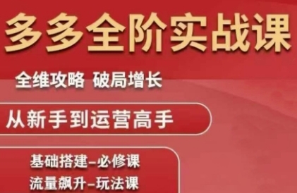 拼多多全阶实战课程,全维攻略,破局增长,从新手到运营高手-墨痕微课