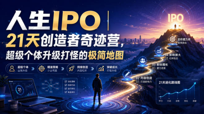 人生IPO︱21天创造者奇迹营，​超级个体升级打怪的极简地图-墨痕微课
