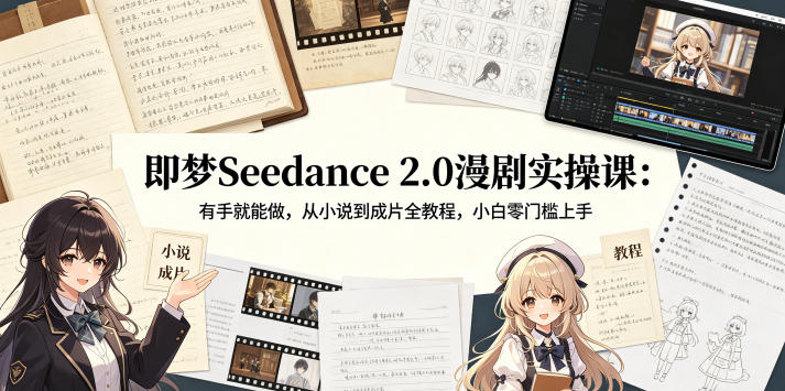 即梦Seedance 2.0漫剧实操课:有手就能做,从小说到成片全教程,小白零门槛上手-墨痕微课