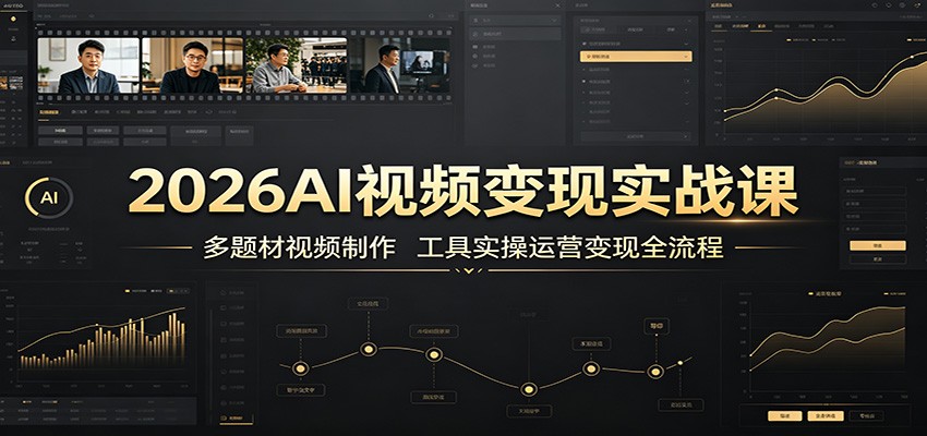 2026AI视频变现实战课：多题材视频制作，工具实操运营变现全流程-墨痕微课