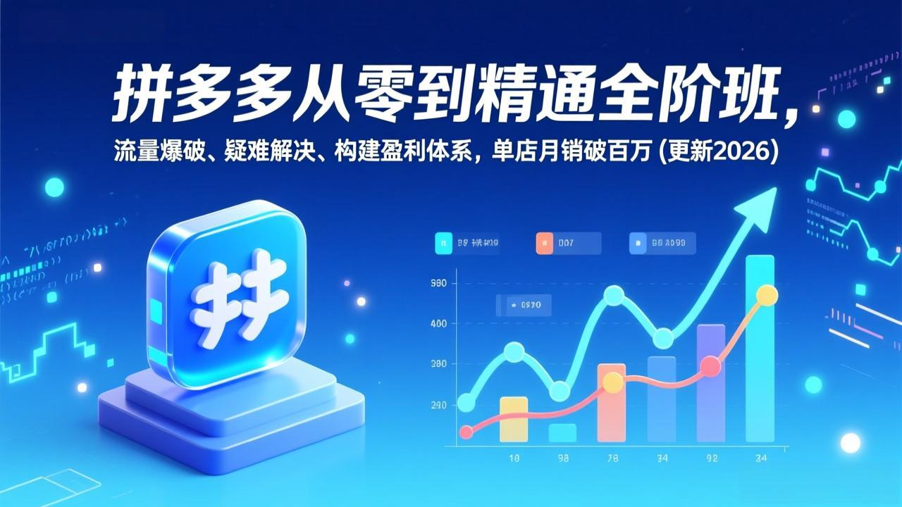 拼多多从零到精通全阶班,流量爆破、疑难解决,构建盈利体系,单店月销破百万(更新2026-墨痕微课