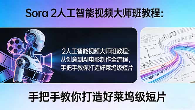 Sora 2人工智能视频大师班教程：从创意到AI电影制作全流程，手把手教你打造好莱坞级短片-墨痕微课