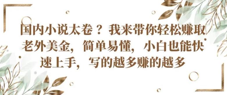 国内小说太卷 ?带你轻松赚取老外美金,简单易懂,小白也能快速上手,写的越多赚的越多【揭秘】-墨痕微课