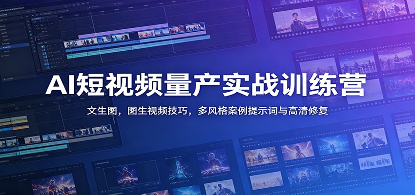 AI短视频量产实战训练营：文生图，图生视频技巧，多风格案例提示词与高清修复-墨痕微课