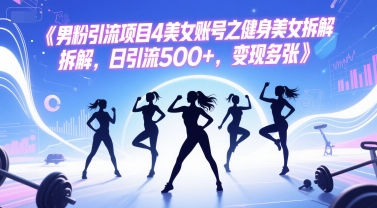男粉引流项目4美女账号之健身美女拆解,日引流500+,变现多张-墨痕微课