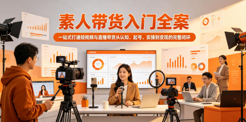 素人带货入门全案,一站式打通短视频与直播带货从认知、起号、实操到变现的完整闭环-墨痕微课