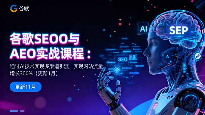 谷歌SEO与AEO实战课程：通过AI技术实现多渠道引流，实现网站流量增长300%-墨痕微课