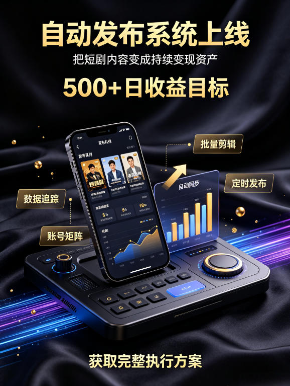 还在找靠谱线上副业?快手短剧项目,全程自动发布内容,不用熬夜做视频,轻松日入500+【揭秘】-墨痕微课