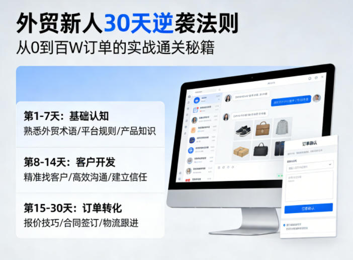 外贸新人30天逆袭法则，教你从0到百W订单的实战通关秘籍-墨痕微课