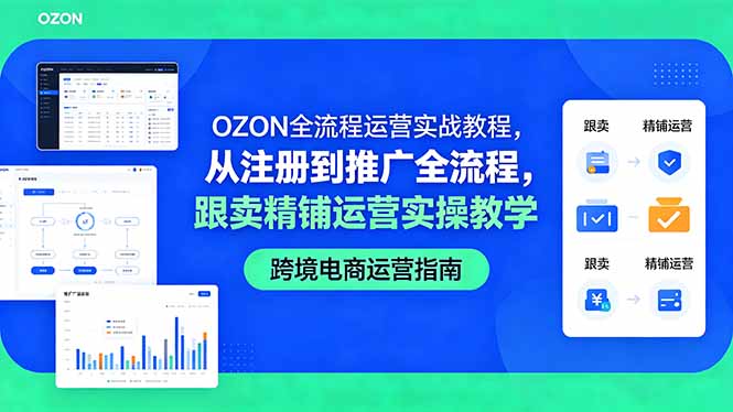 OZON全流程运营实战教程,从注册到推广全流程,跟卖精铺运营实操教学-墨痕微课
