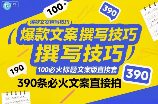 爆款文案撰写技巧，100个必火标题文案模版直接套，390条必火文案直接拍-墨痕微课