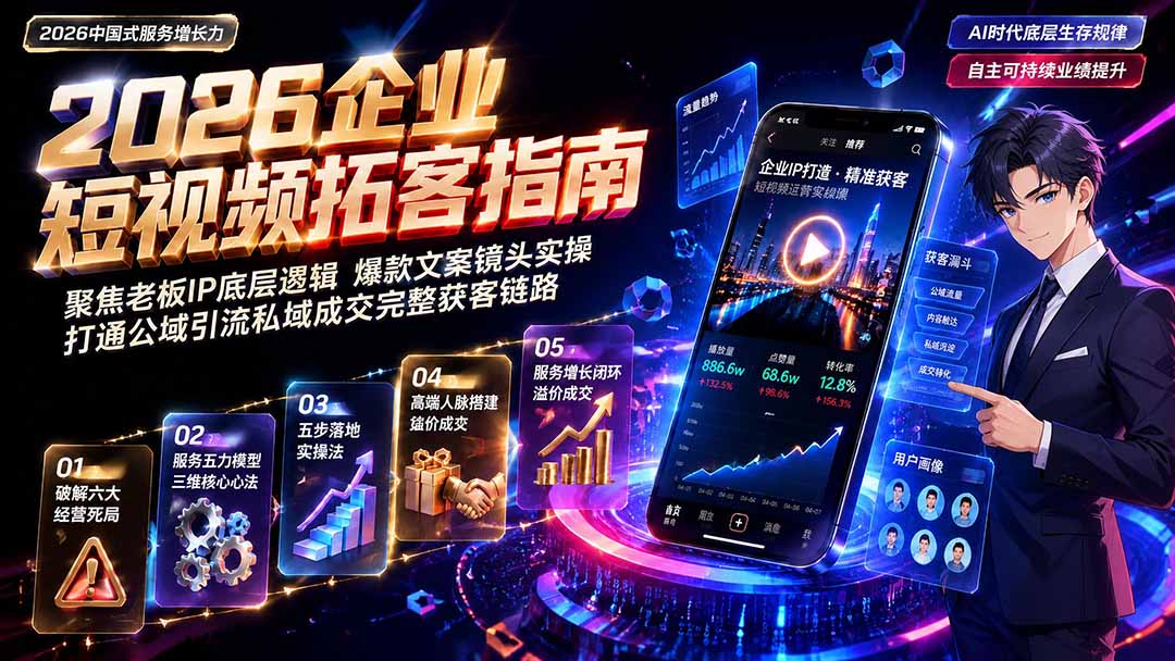 2026AI时代服务增长力实战课-无水印｜五力模型三维心法教学，破解门店客源流失低价内卷实现长效业绩增长-墨痕微课