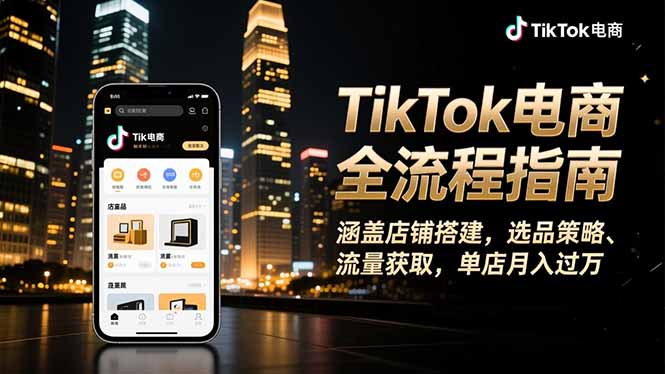 TikTok电商全流程指南，涵盖店铺搭建、选品策略、流量获取，单店月入过万-墨痕微课
