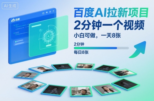 百度AI拉新项目，2分钟一个视频，小白可做，一天8张【附案例+保姆级教程】-墨痕微课