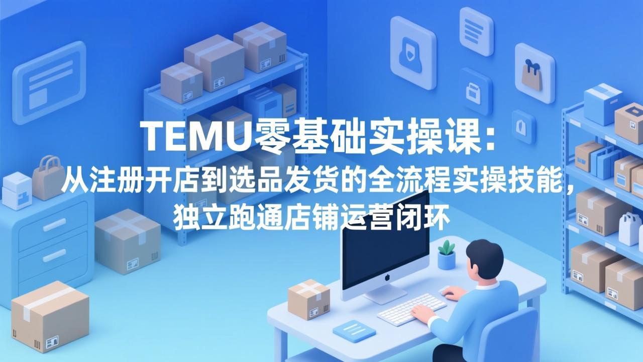 TEMU零基础实操课:从注册开店到选品发货的全流程实操技能,独立跑通店铺运营闭环-墨痕微课