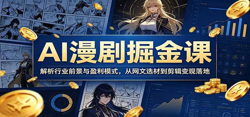 AI漫剧掘金课：解析行业前景与盈利模式，从网文选材到剪辑变现落地-墨痕微课
