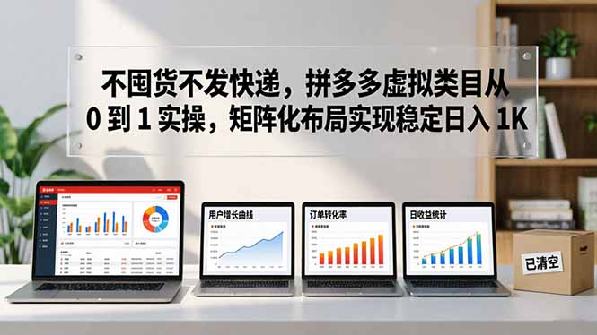 不囤货不发快递,拼多多虚拟类目从 0 到 1 实操,矩阵化布局实现稳定日入 1K-墨痕微课