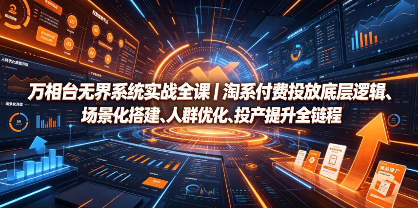万相台无界系统实战全课｜淘系付费投放底层逻辑、场景化搭建、人群优化、投产提升全链路运营教程-墨痕微课