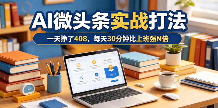 一天挣了408，AI微头条实战打法，每天30分钟比上班强N倍-墨痕微课