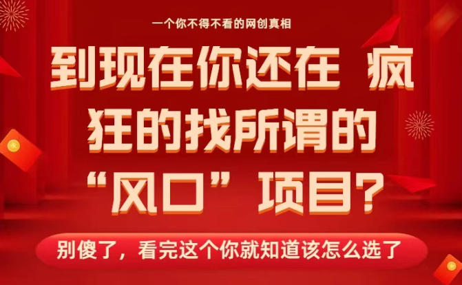 马上26年了，你还在找所谓的风口项目？别傻了，看完这个你全都懂了！【揭秘】-墨痕微课
