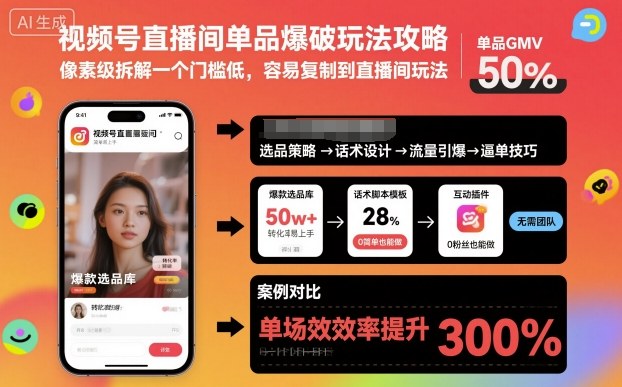 视频号直播间单品爆破玩法攻略,像素级拆解一个门槛低,容易复制到直播间玩法-墨痕微课