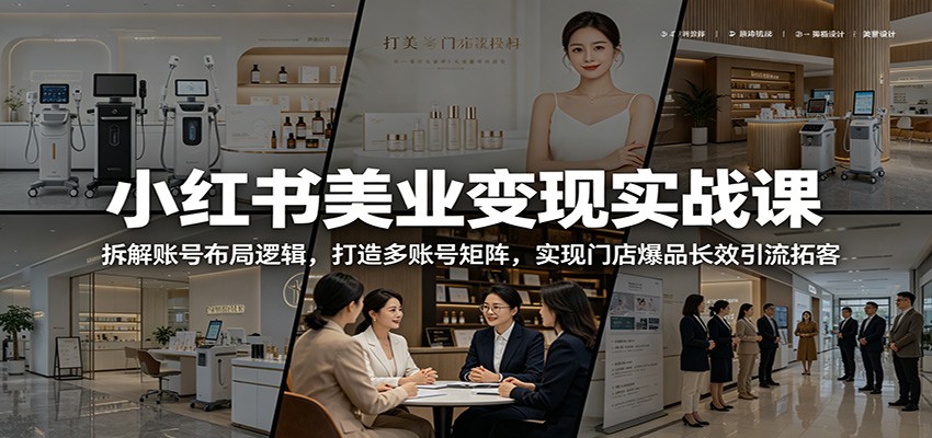 小红书美业变现实战课:拆解账号布局逻辑,打造多账号矩阵,实现门店爆品长效引流拓客-墨痕微课