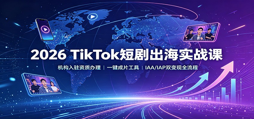 2026 TikTok短剧出海实战课：机构入驻资质办理，一键成片工具，IAA/IAP双变现全流程-墨痕微课