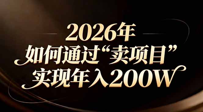 站在2026年的十字路口：一个普通人如何通过卖项目实现年入200万-墨痕微课
